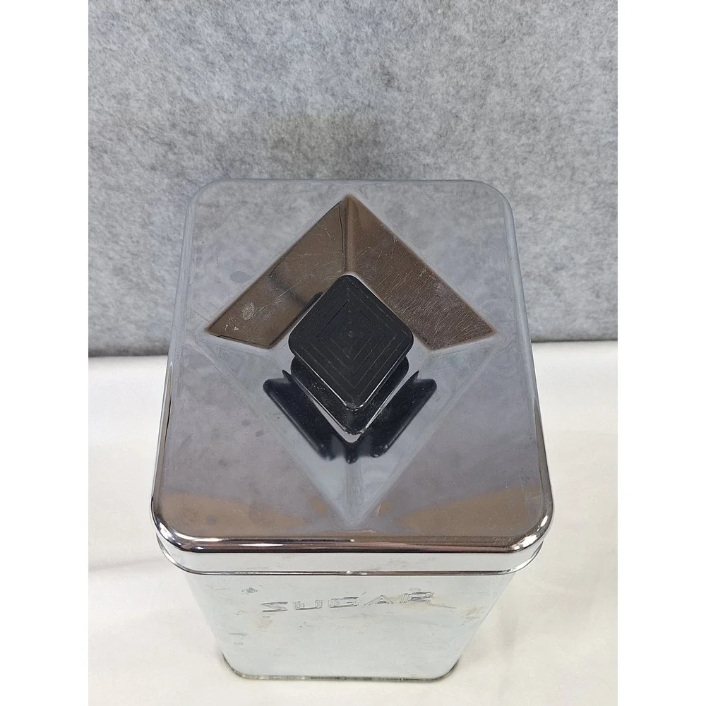 Vintage Masterware Canette Chrome Sugar Canister Mid Century Modern Kitchen Tin